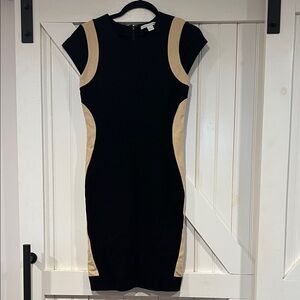 Diane Von Furstenberg Black and Tan Mini Dress